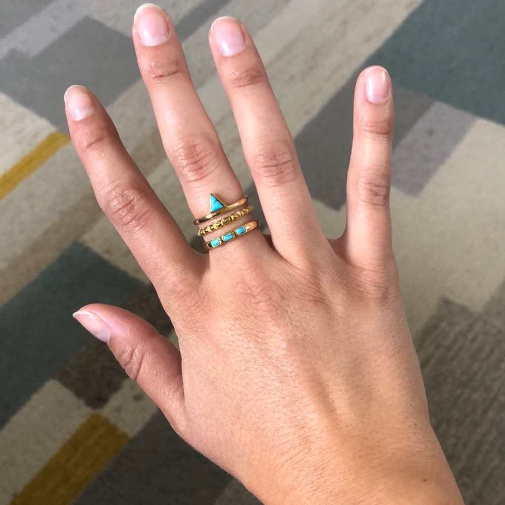 STELLA & DOT GOLD EXOTICA TURQUOISE RING